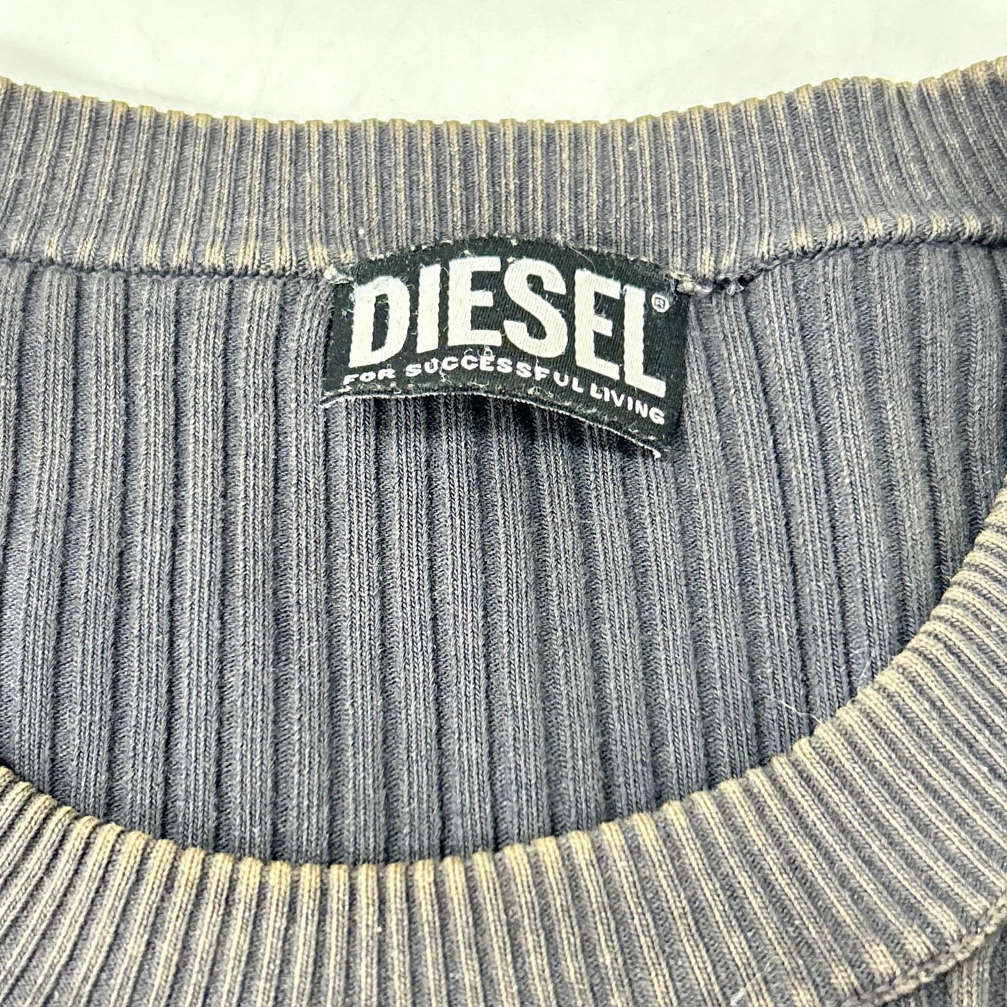 DIESEL Center Zip Rib Knit Sweater Charcoal Gray Size L