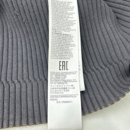 DIESEL Center Zip Rib Knit Sweater Charcoal Gray Size L