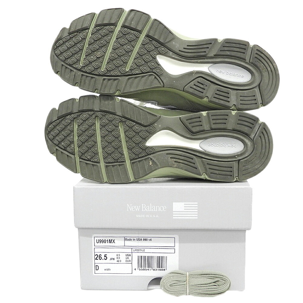 NEW BALANCE 990 Leather Low-Top Sneakers Green Size 8