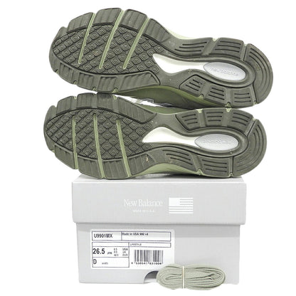 NEW BALANCE 990 Leather Low-Top Sneakers Green Size 8