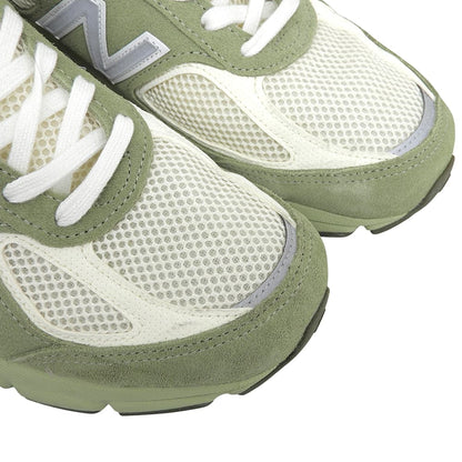 NEW BALANCE 990 Leather Low-Top Sneakers Green Size 8