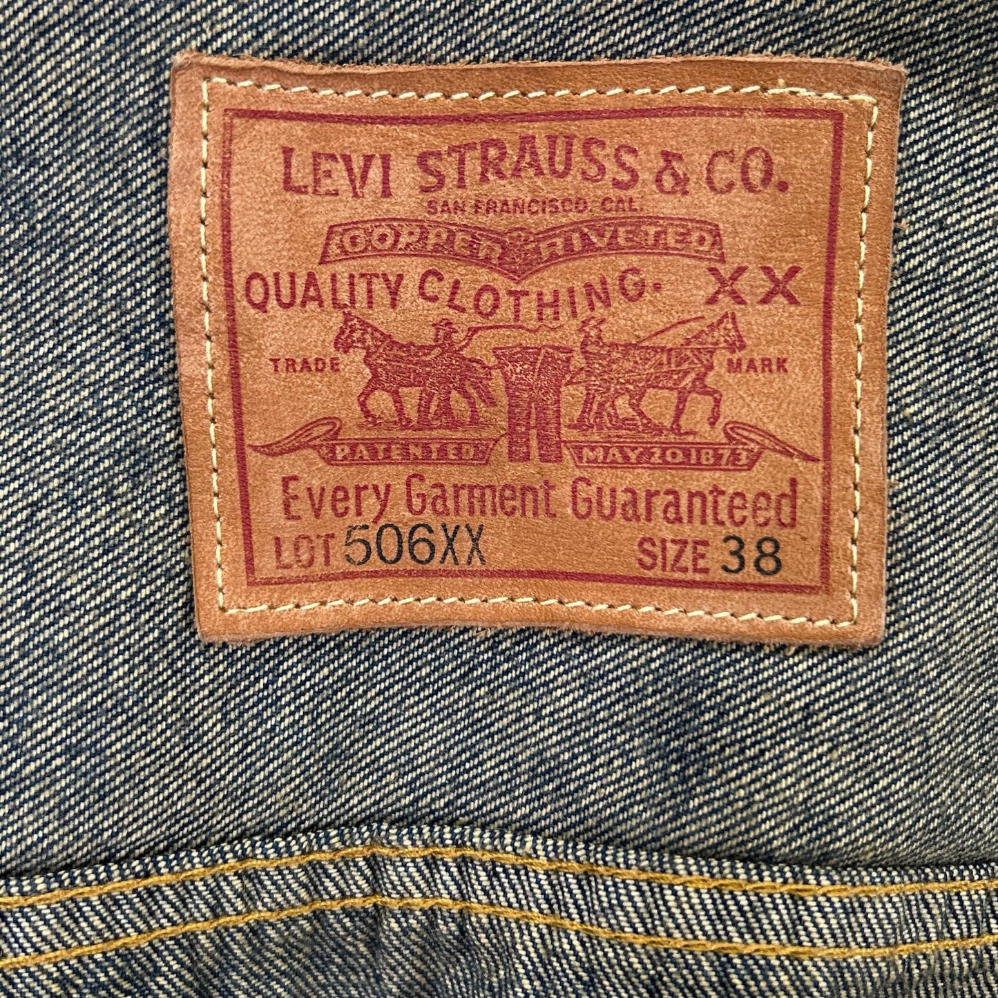 LEVI'S 506XX 1936 Type I Denim Jacket Indigo Size 38