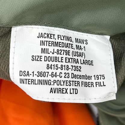 AVIREX Top Gun MA-1 Flight Jacket Green Size XL
