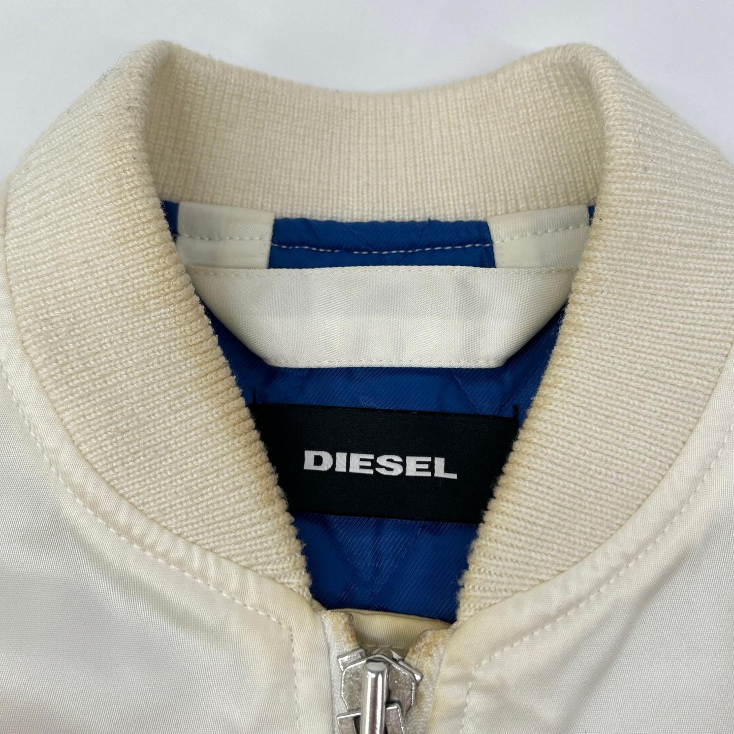 DIESEL White Cotton Patchwork Bomber Jacket Size M