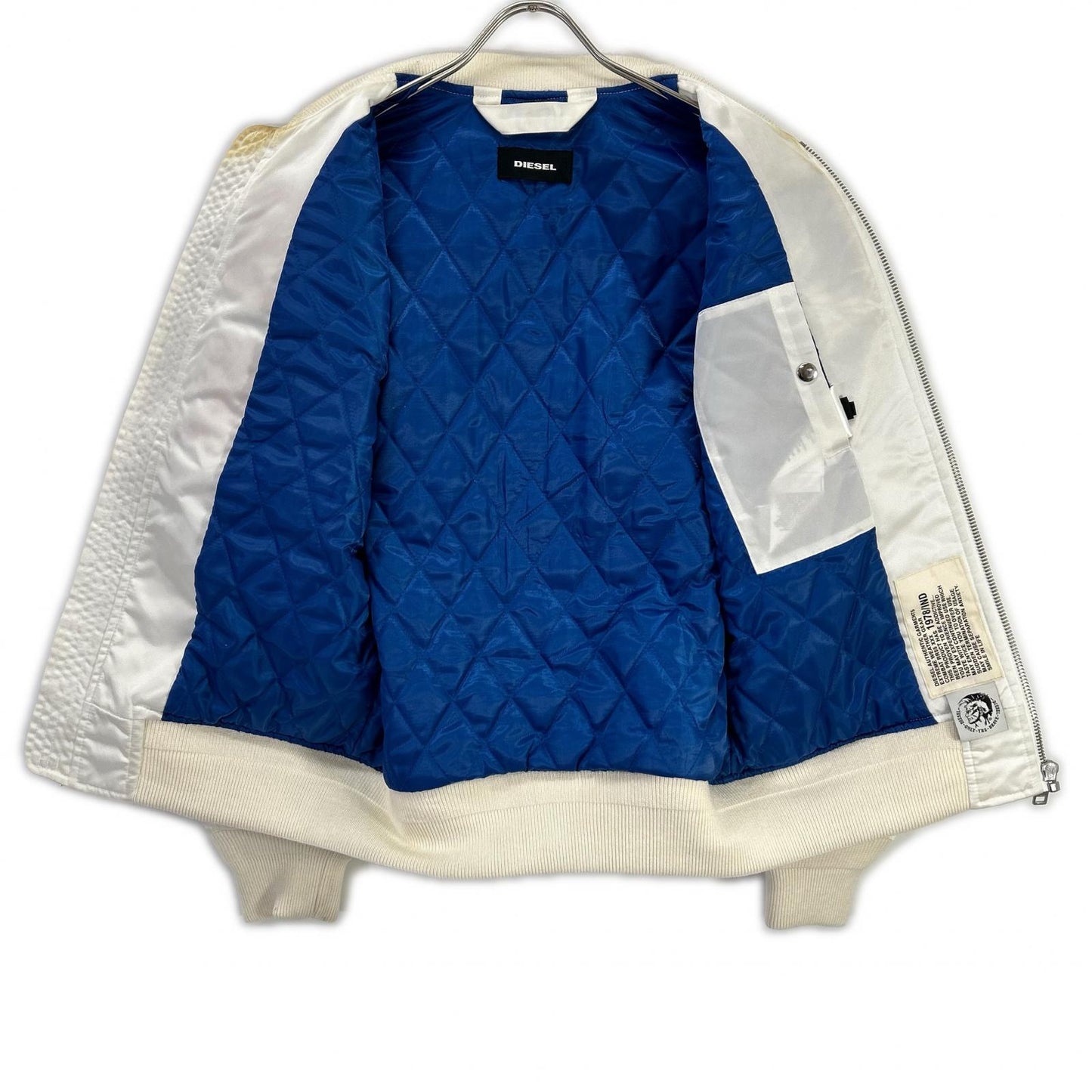 DIESEL White Cotton Patchwork Bomber Jacket Size M