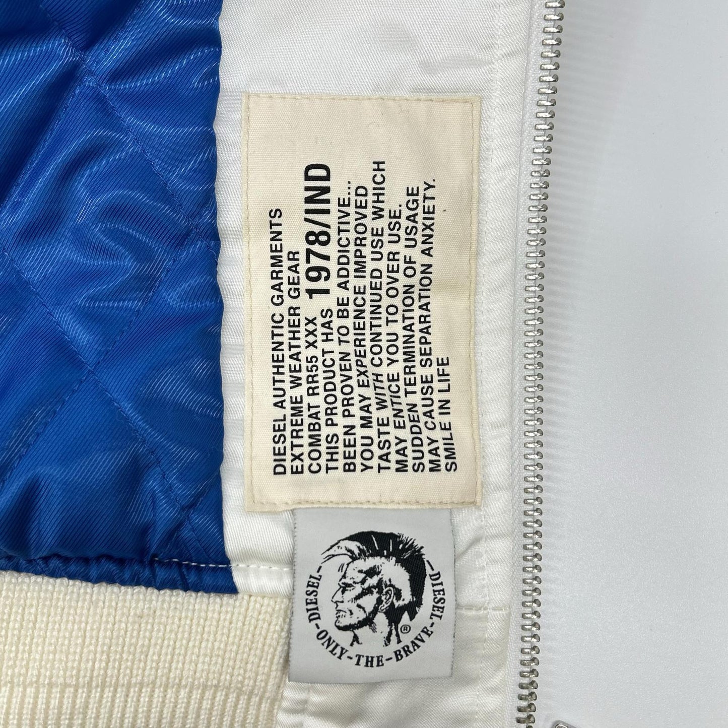 DIESEL White Cotton Patchwork Bomber Jacket Size M