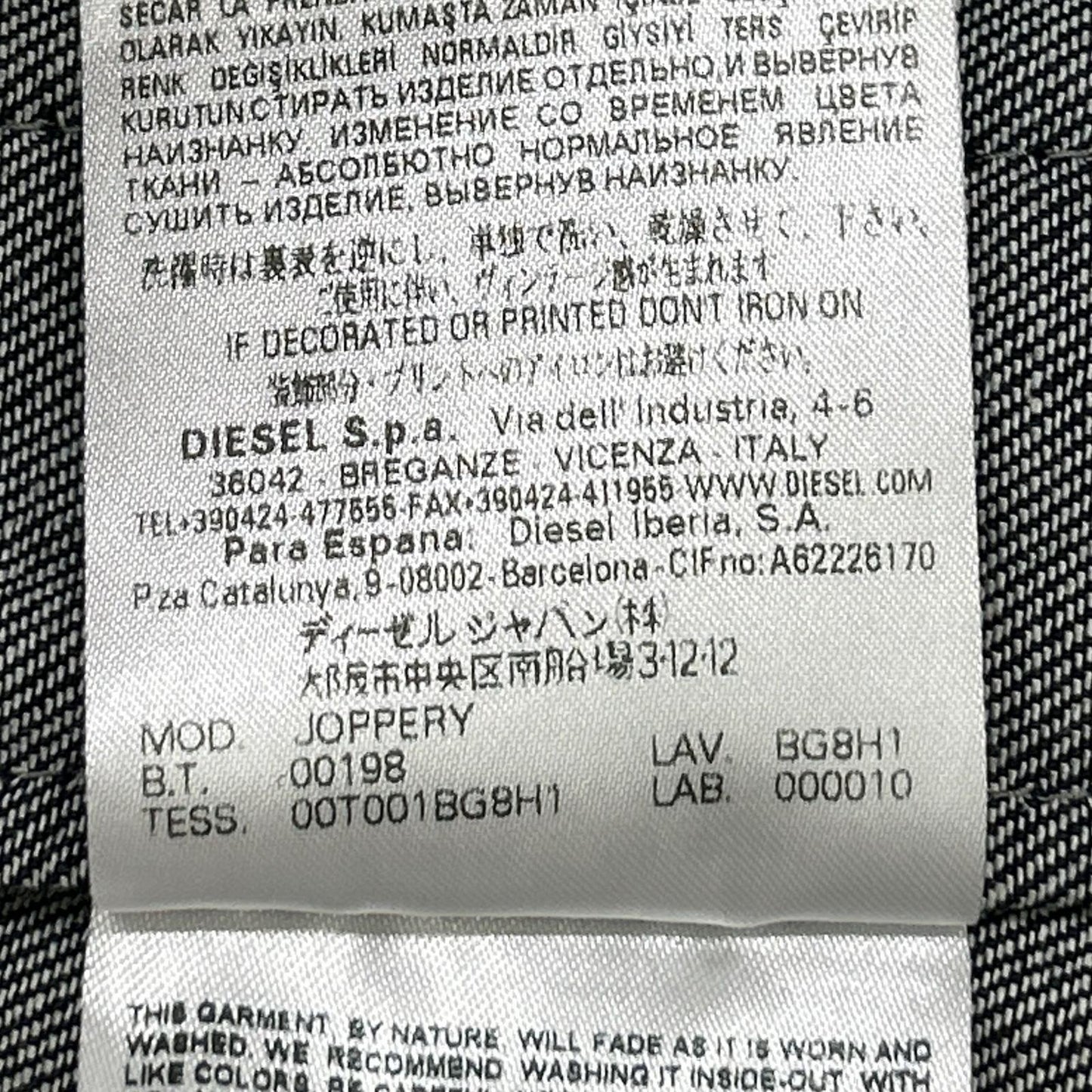 DIESEL BlackGold JOPPERY Black Denim Hoodie Coat Size 46