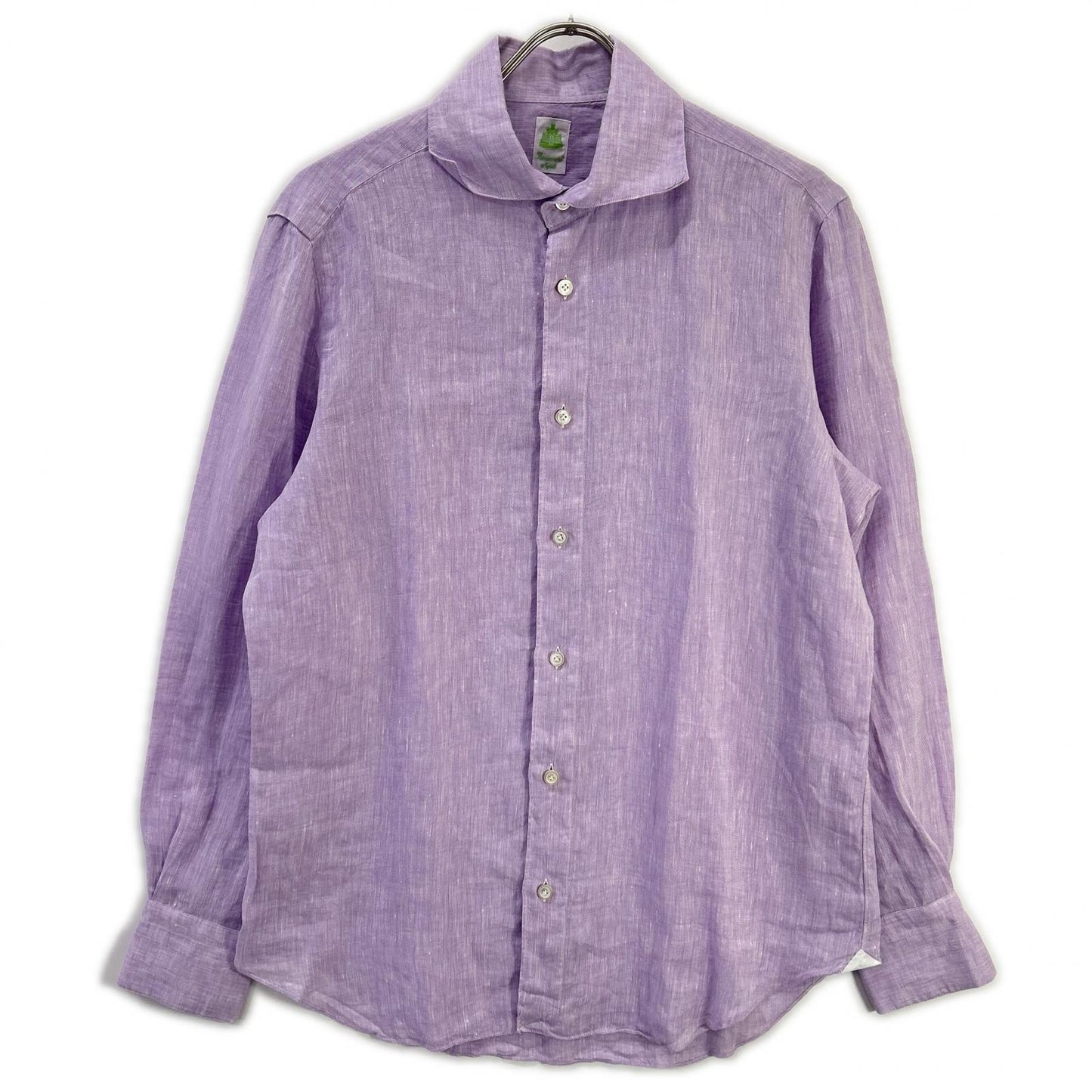 finamore Purple Linen Long Sleeve Shirt Size M