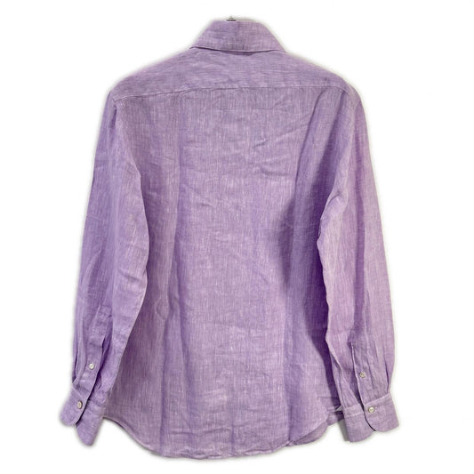 finamore Purple Linen Long Sleeve Shirt Size M