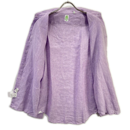 finamore Purple Linen Long Sleeve Shirt Size M