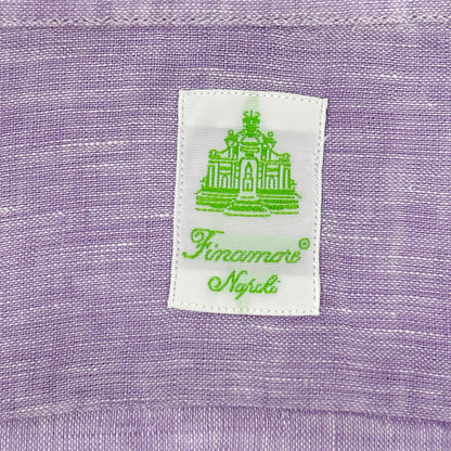 finamore Purple Linen Long Sleeve Shirt Size M