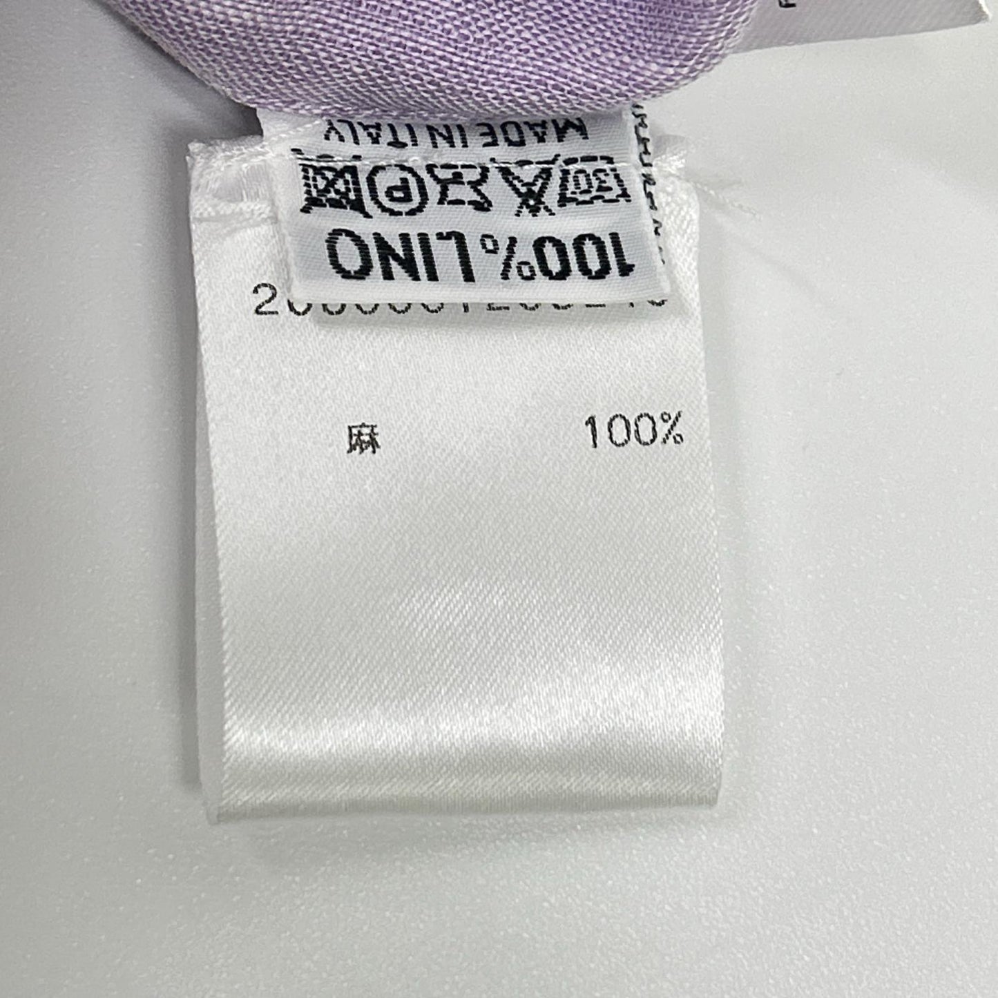 finamore Purple Linen Long Sleeve Shirt Size M