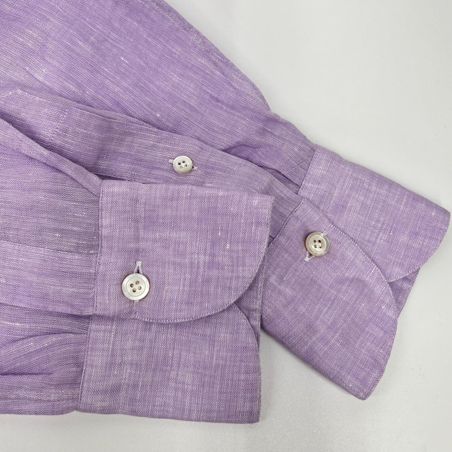 finamore Purple Linen Long Sleeve Shirt Size M