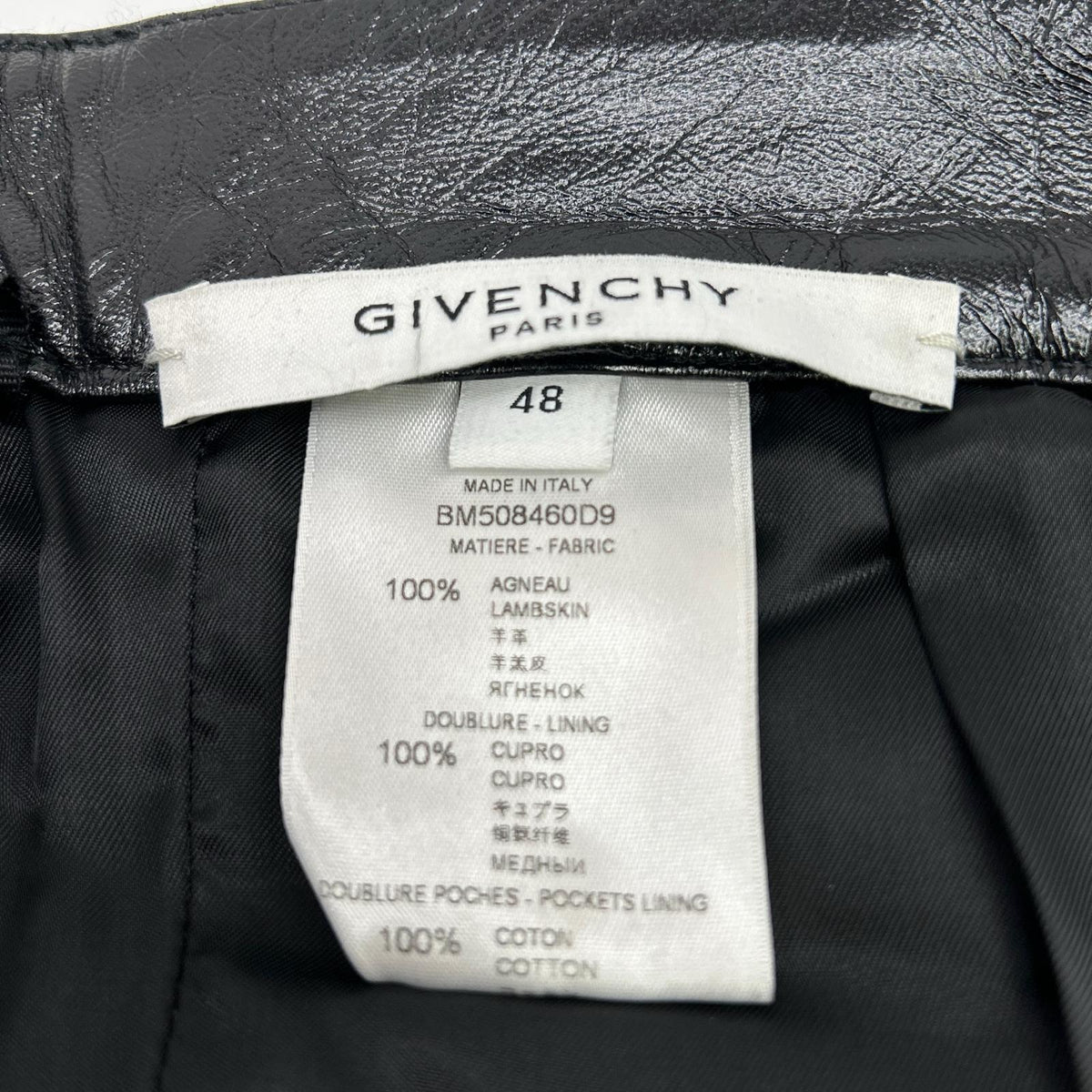 GIVENCHY Lamb Leather Pants Black Size 48
