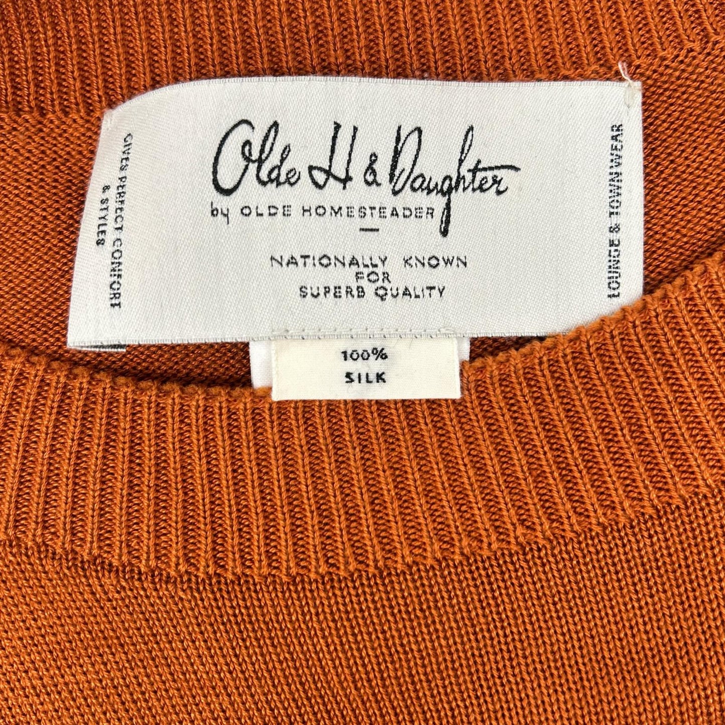 Olde H & Daughter Orange Silk Crewneck Knit Size 10