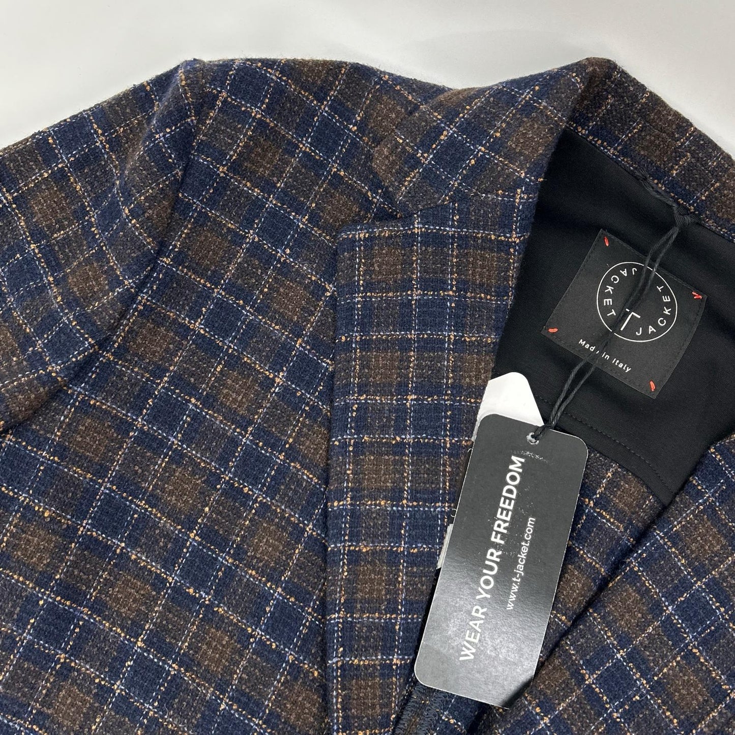 T-JACKET Bottoli Wool Check Stretch 2B Jacket Size L