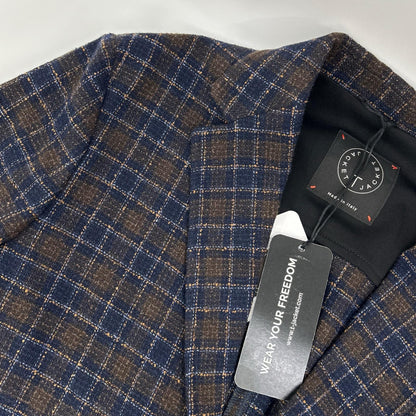T-JACKET Bottoli Wool Check Stretch 2B Jacket Size L