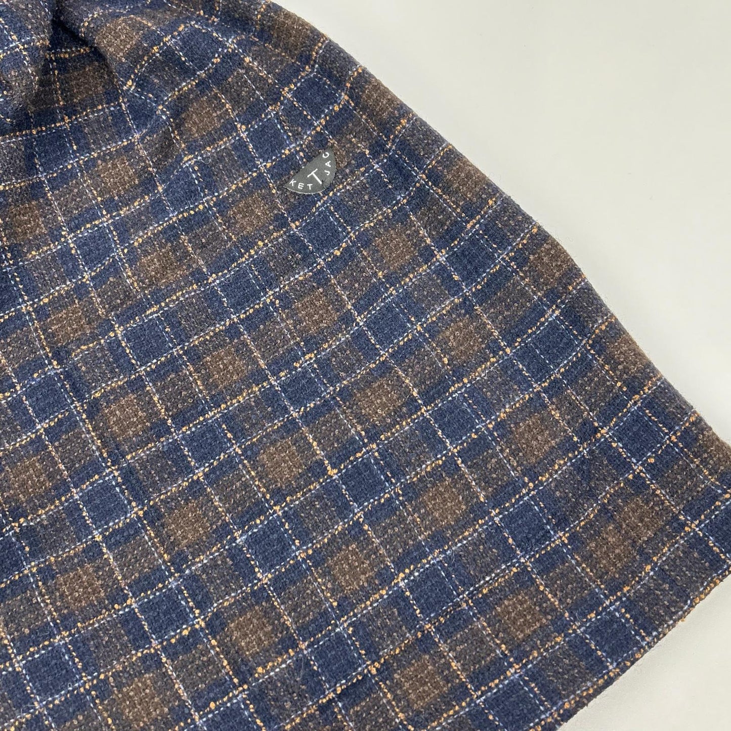 T-JACKET Bottoli Wool Check Stretch 2B Jacket Size L