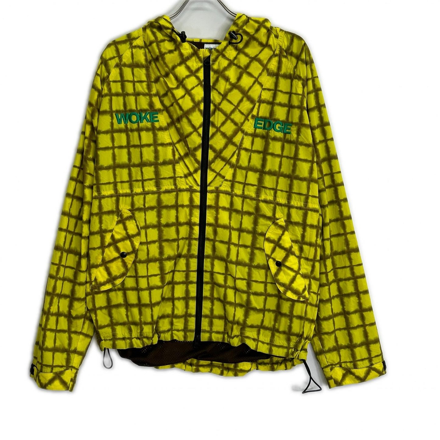 WOKE EDGE Nylon Yellow Tie-Dye Check Jacket Size L