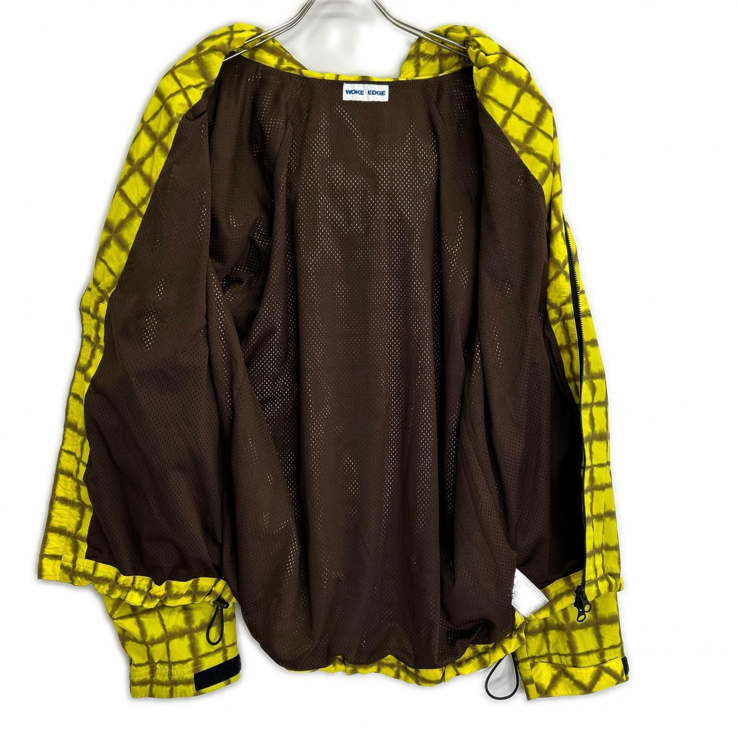 WOKE EDGE Nylon Yellow Tie-Dye Check Jacket Size L
