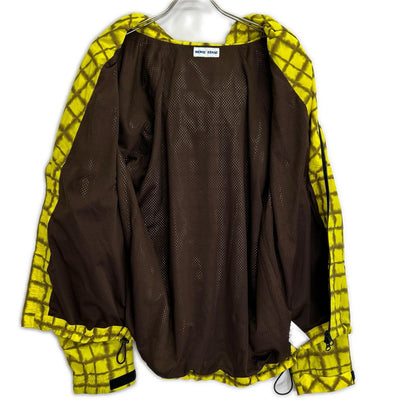 WOKE EDGE Nylon Yellow Tie-Dye Check Jacket Size L