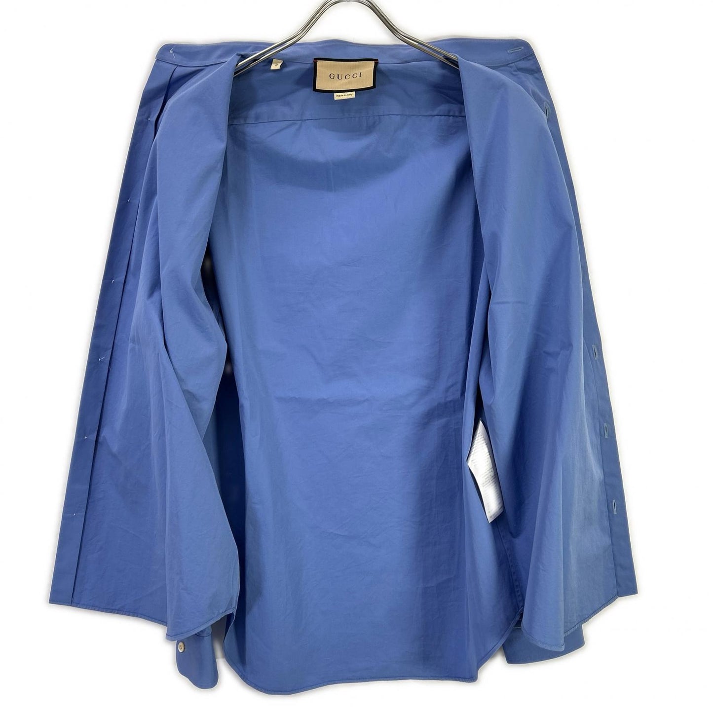 GUCCI 782738 Blue Cuff Logo Long Sleeve Shirt Size 15