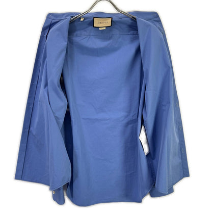GUCCI 782738 Blue Cuff Logo Long Sleeve Shirt Size 15
