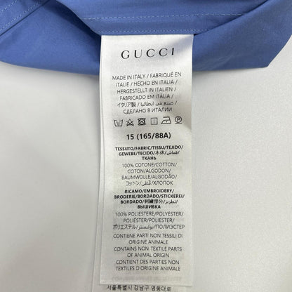 GUCCI 782738 Blue Cuff Logo Long Sleeve Shirt Size 15