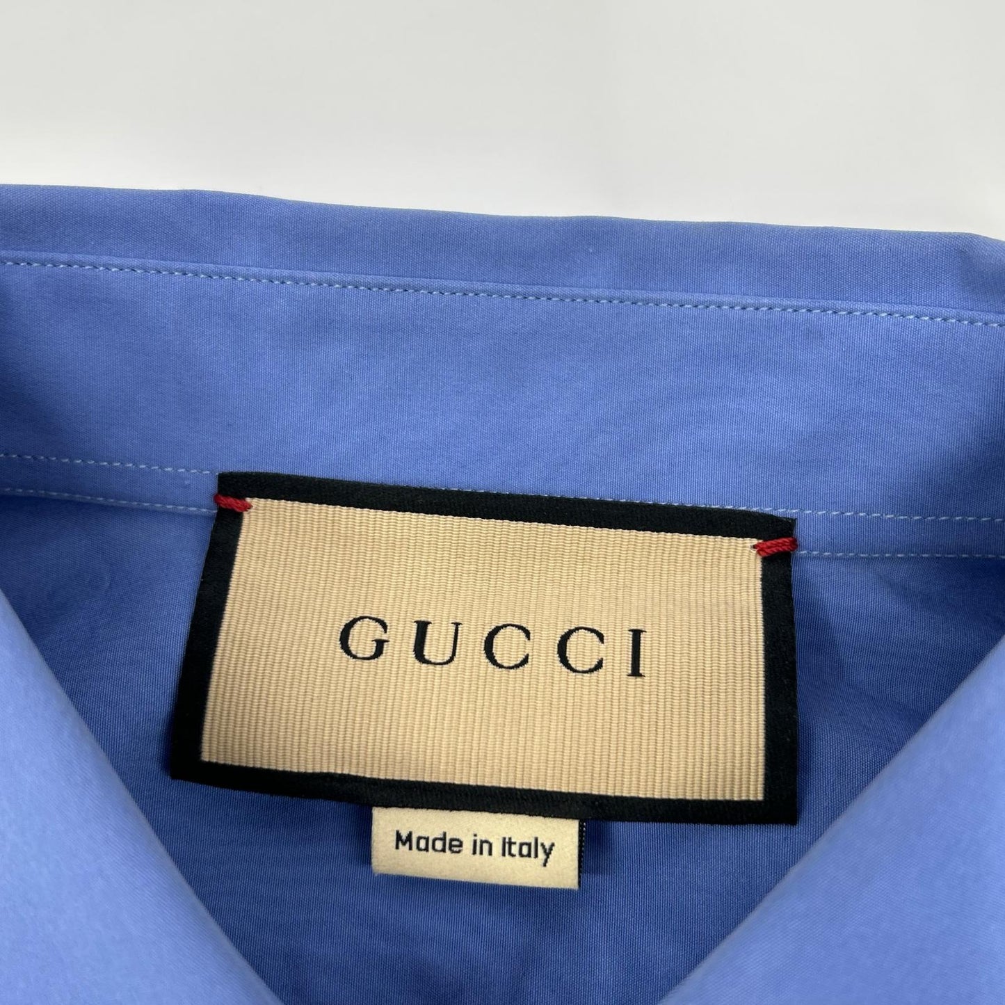 GUCCI 782738 Blue Cuff Logo Long Sleeve Shirt Size 15