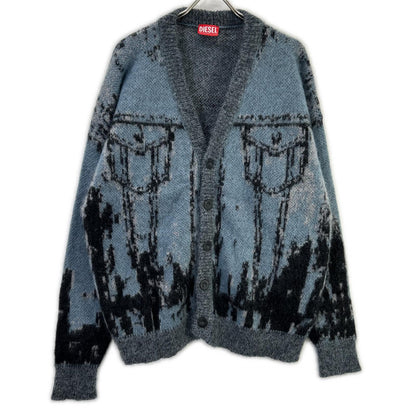 DIESEL K-PETALO Blue/Gray Mohair Knit Cardigan Size M