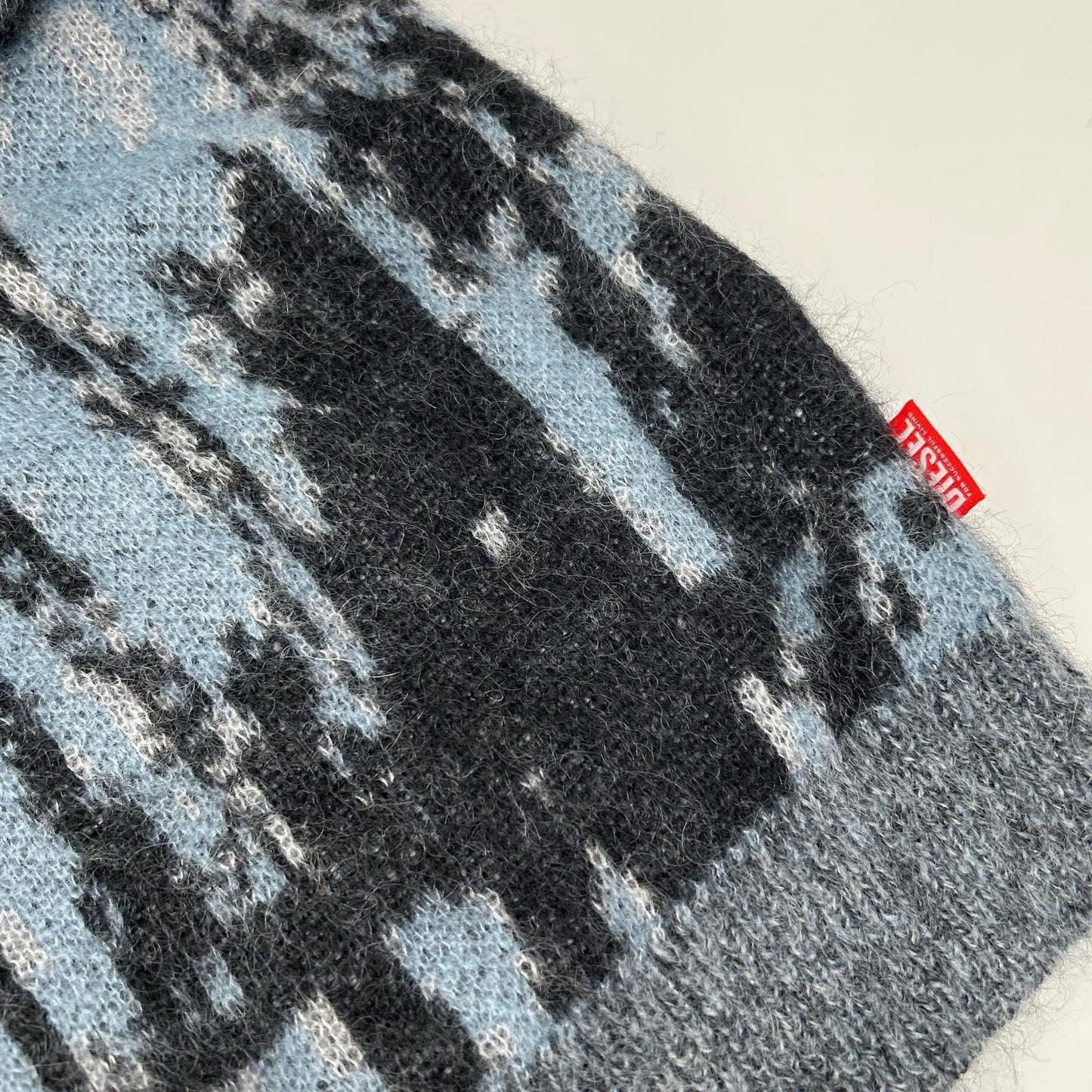 DIESEL K-PETALO Blue/Gray Mohair Knit Cardigan Size M