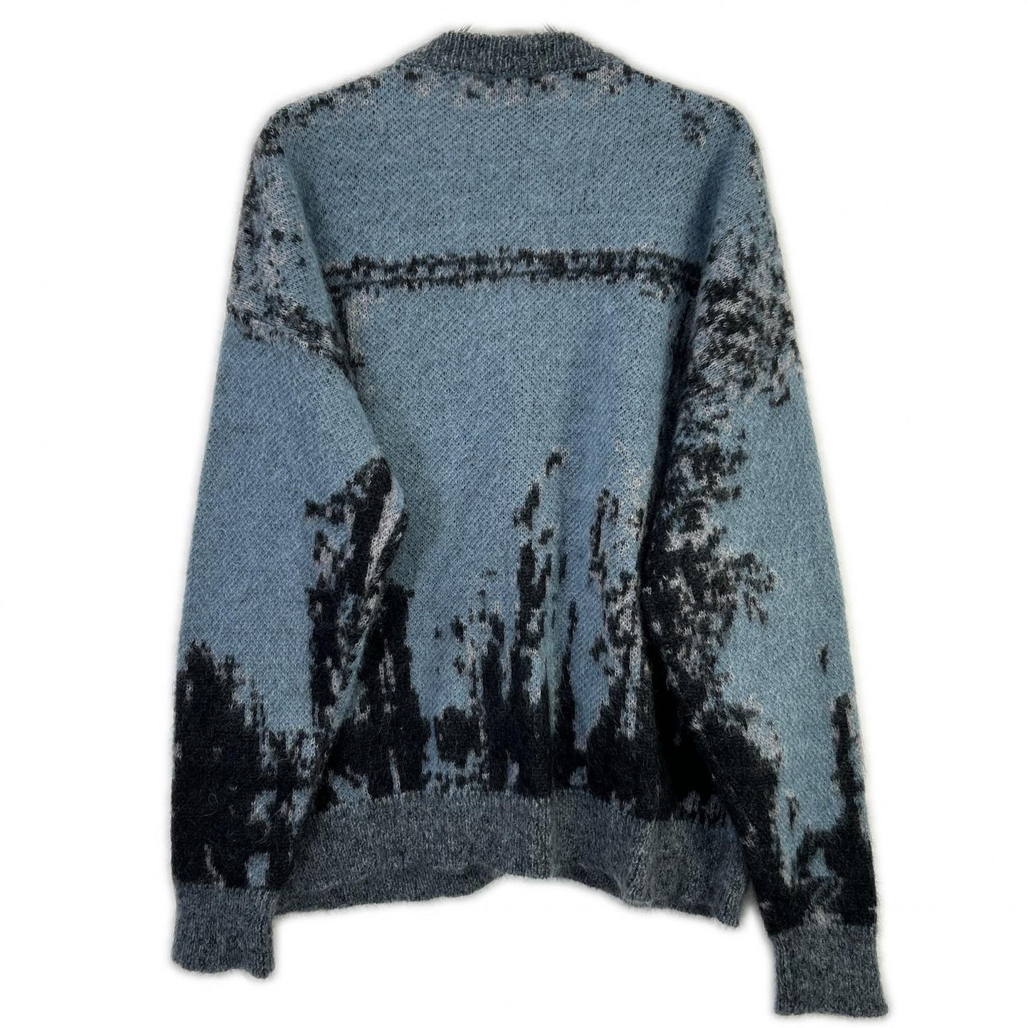 DIESEL K-PETALO Blue/Gray Mohair Knit Cardigan Size M