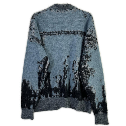DIESEL K-PETALO Blue/Gray Mohair Knit Cardigan Size M