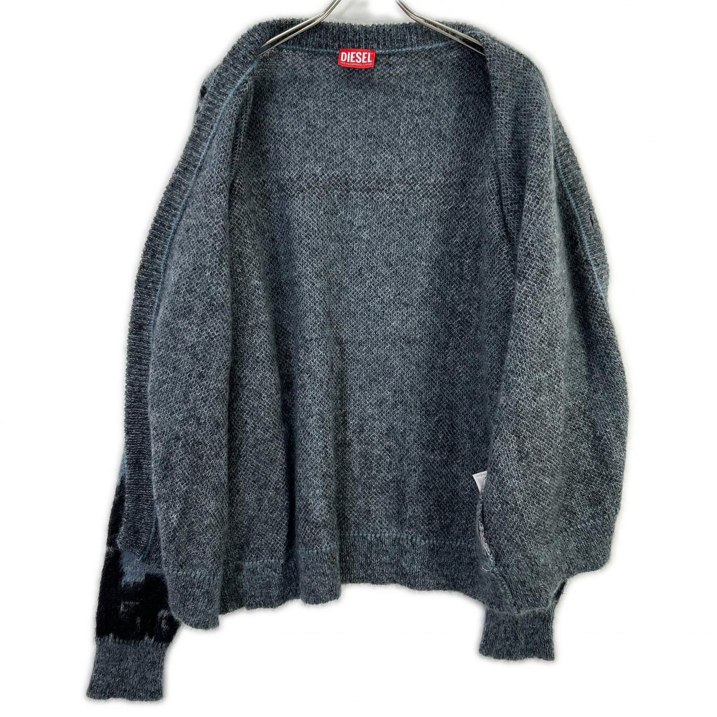 DIESEL K-PETALO Blue/Gray Mohair Knit Cardigan Size M