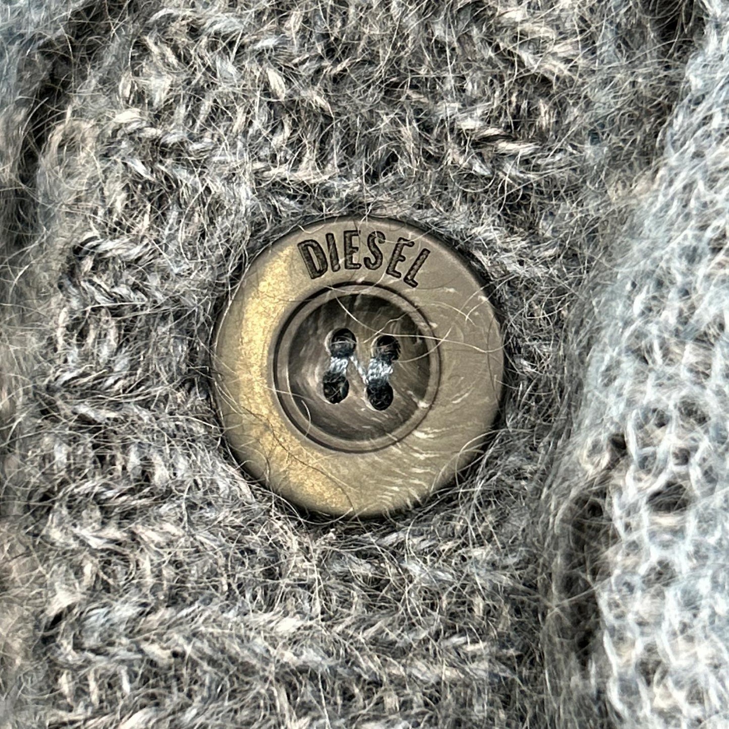 DIESEL K-PETALO Blue/Gray Mohair Knit Cardigan Size M