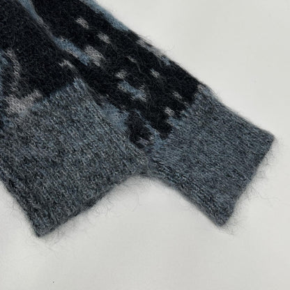 DIESEL K-PETALO Blue/Gray Mohair Knit Cardigan Size M