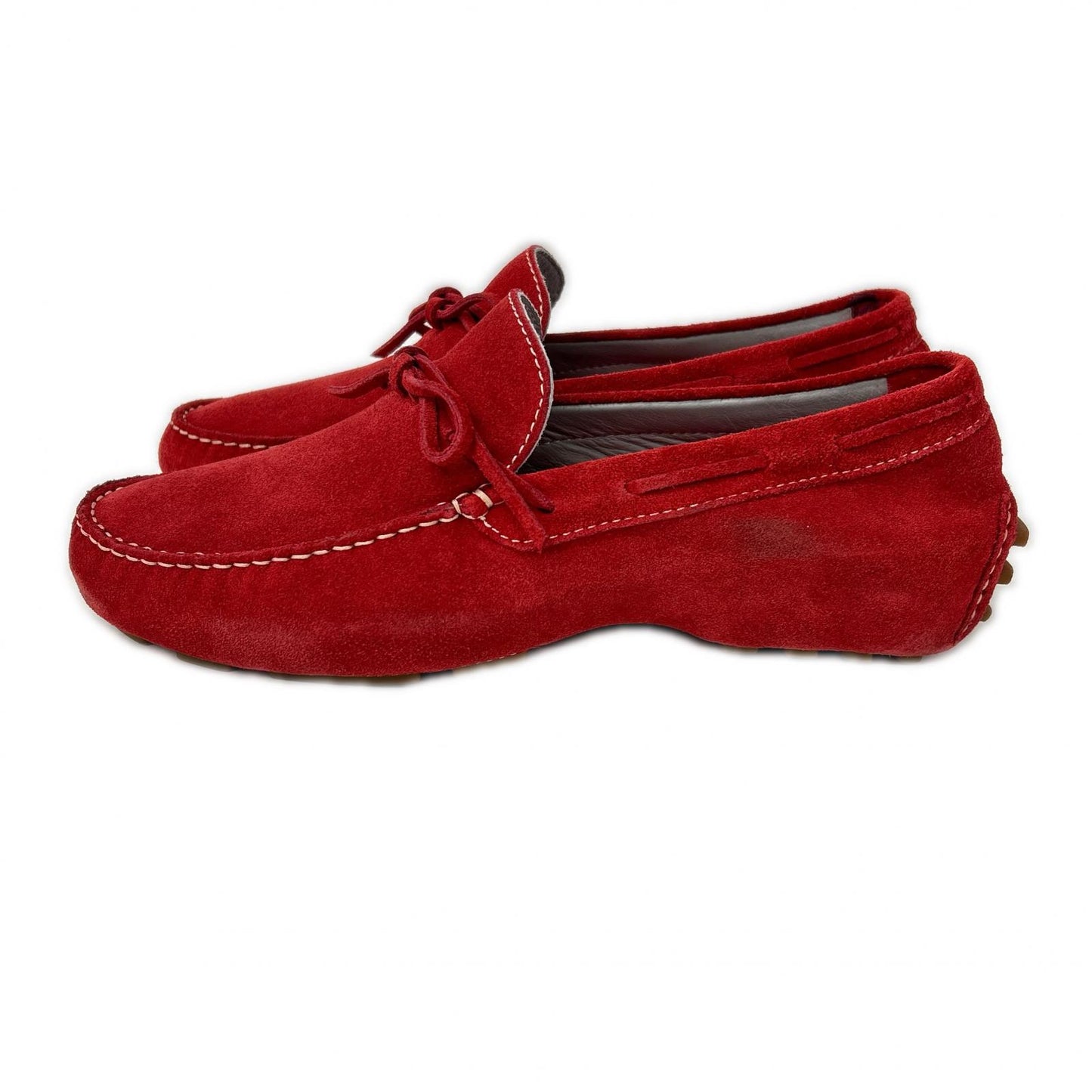 LARDINI Suede Driving Shoes Red Sneakers Size 7