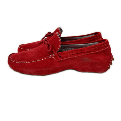 LARDINI Suede Driving Shoes Red Sneakers Size 7