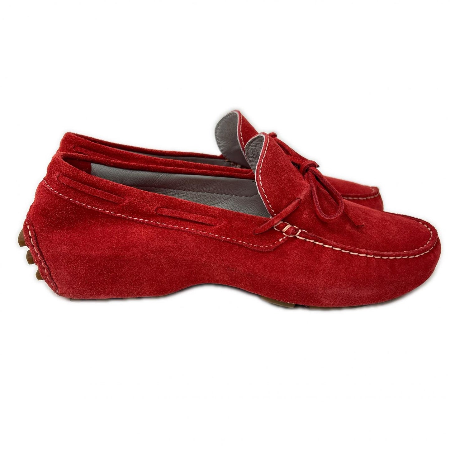 LARDINI Suede Driving Shoes Red Sneakers Size 7
