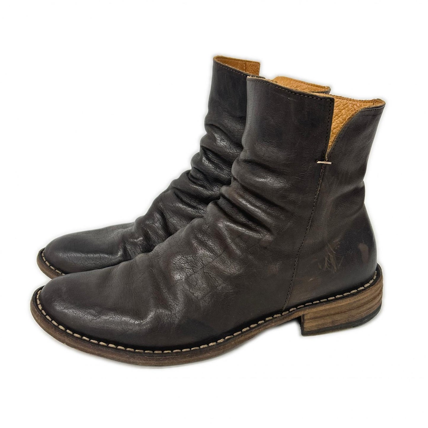 FIORENTINI+BAKER Leather Side Zip Dark Brown Boots Size EU 41