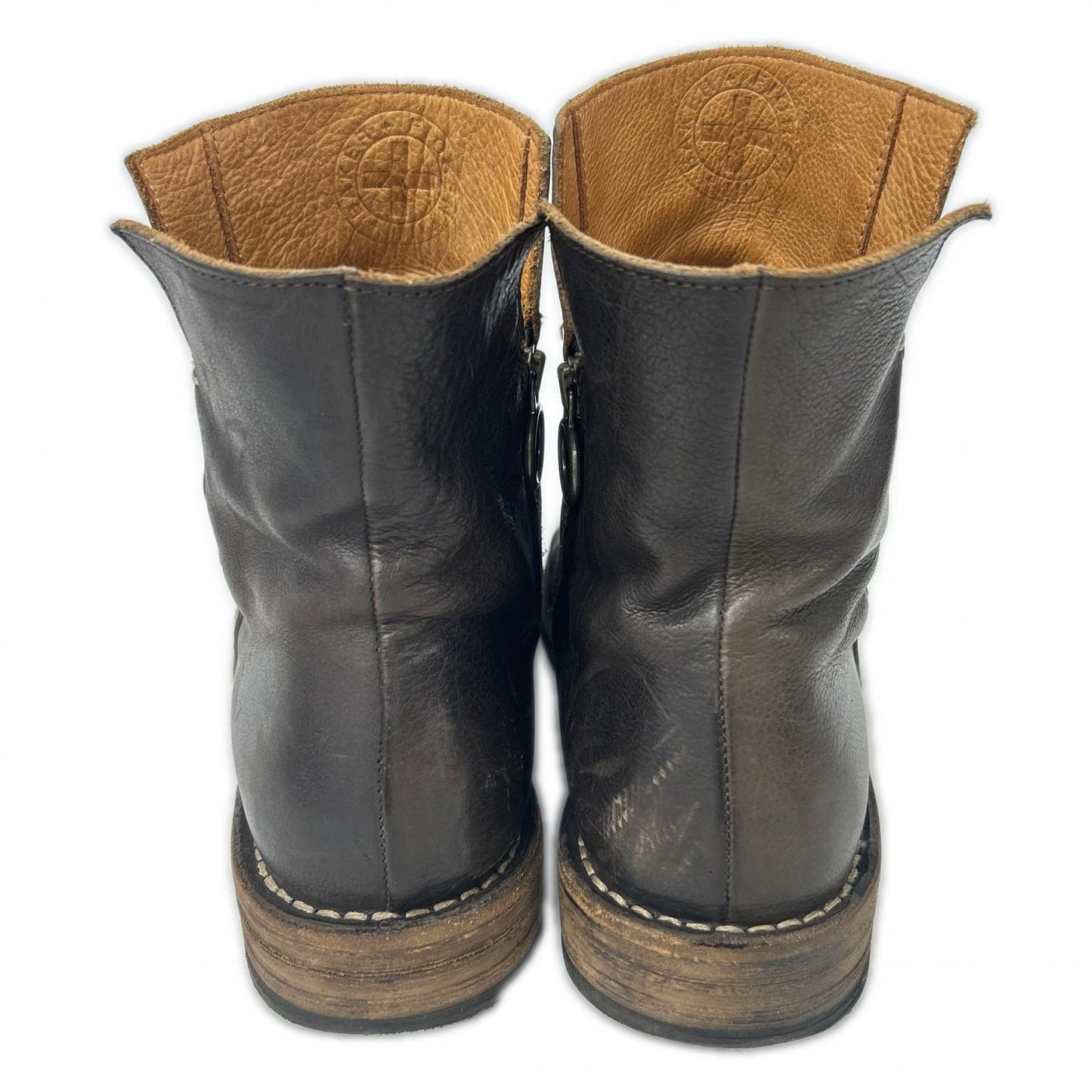 FIORENTINI+BAKER Leather Side Zip Dark Brown Boots Size EU 41