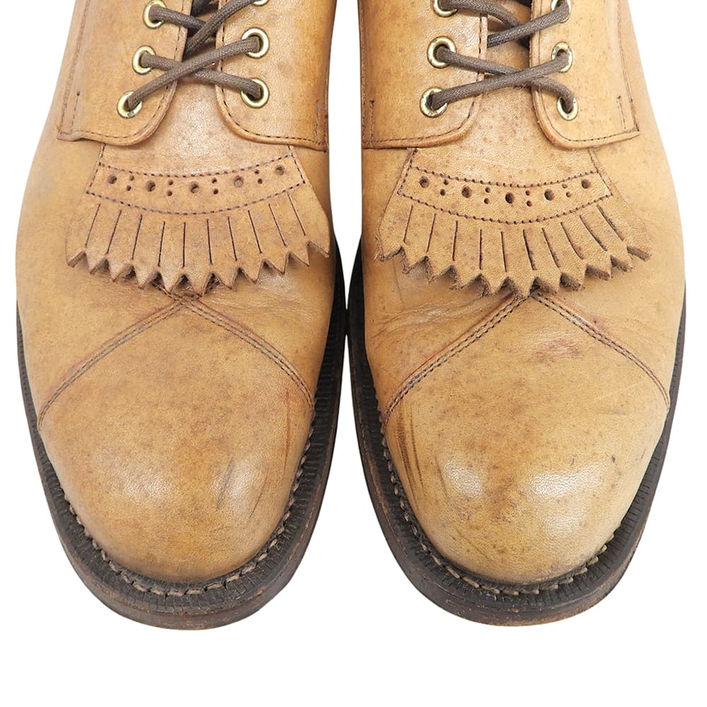 FOOT THE COACHER Leather Fringe Lace-Up Boots Brown Size 8