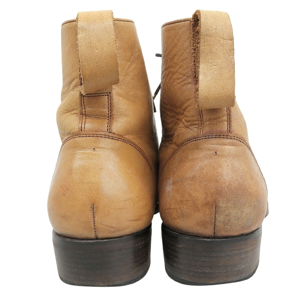 FOOT THE COACHER Leather Fringe Lace-Up Boots Brown Size 8