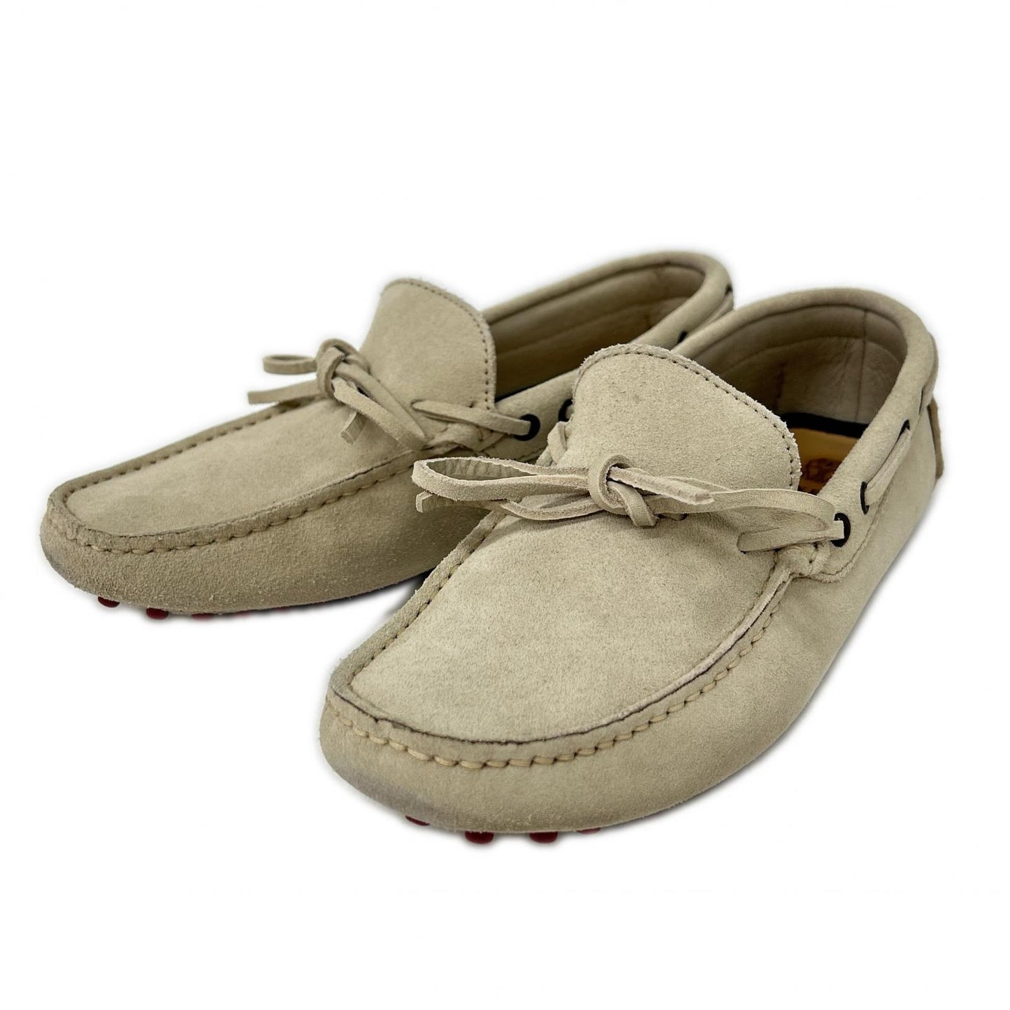BRUNELLO CUCINELLI Suede Driving Shoes Light Gray Sneakers Size EU 41