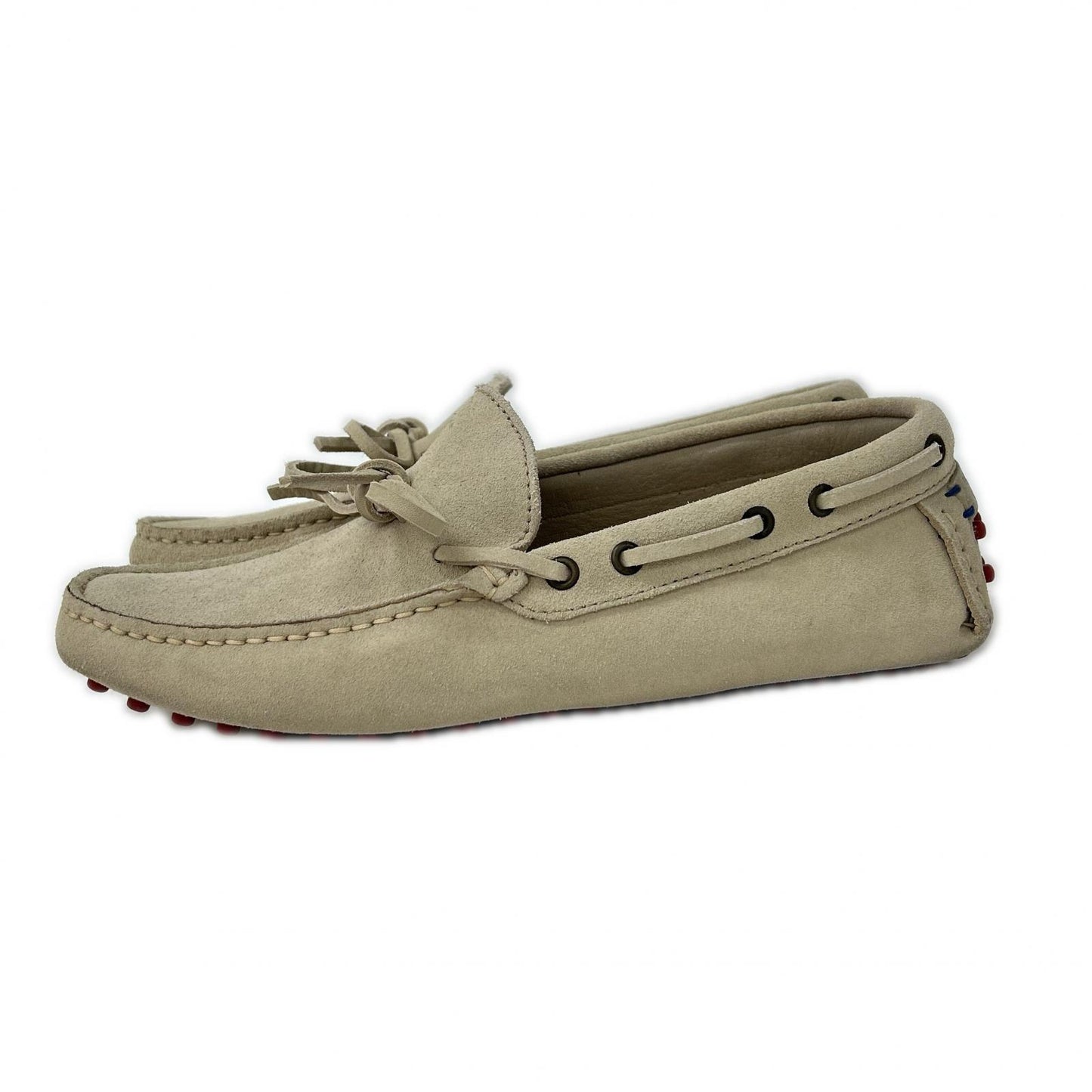 BRUNELLO CUCINELLI Suede Driving Shoes Light Gray Sneakers Size EU 41