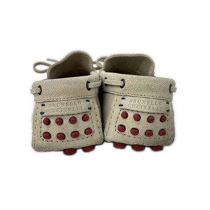 BRUNELLO CUCINELLI Suede Driving Shoes Light Gray Sneakers Size EU 41