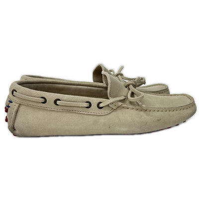 BRUNELLO CUCINELLI Suede Driving Shoes Light Gray Sneakers Size EU 41