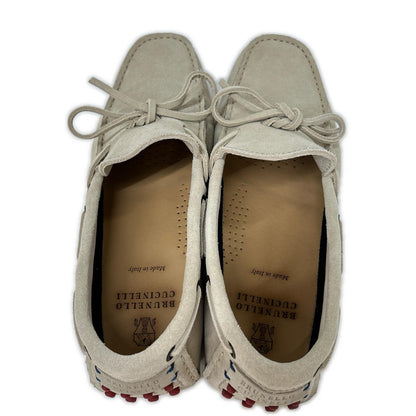 BRUNELLO CUCINELLI Suede Driving Shoes Light Gray Sneakers Size EU 41