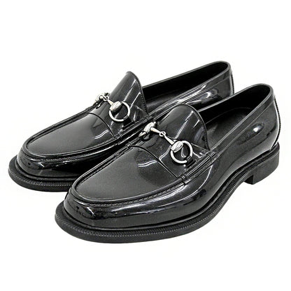 GUCCI Horsebit Loafers Black Rubber Size 7