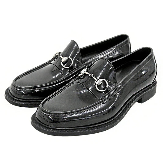 GUCCI Horsebit Loafers Black Rubber Size 7